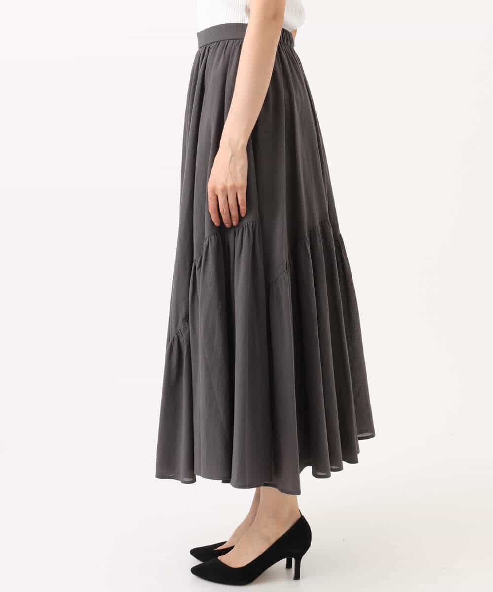 FKHGD47170 MK MICHEL KLEIN(MK ミッシェルクラン) コットンシフォンギャザースカート/洗える ダークグレー