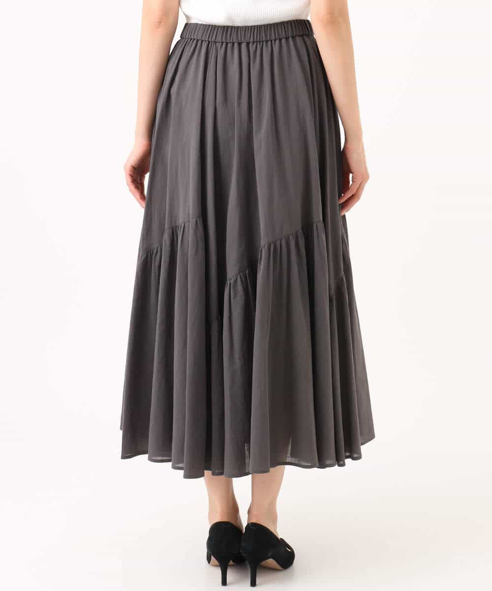 FKHGD47170 MK MICHEL KLEIN(MK ミッシェルクラン) コットンシフォンギャザースカート/洗える ダークグレー