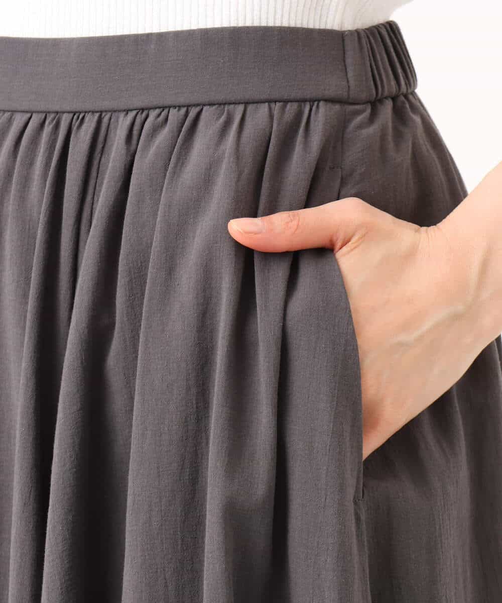 FKHGD47170 MK MICHEL KLEIN(MK ミッシェルクラン) コットンシフォンギャザースカート/洗える ダークグレー