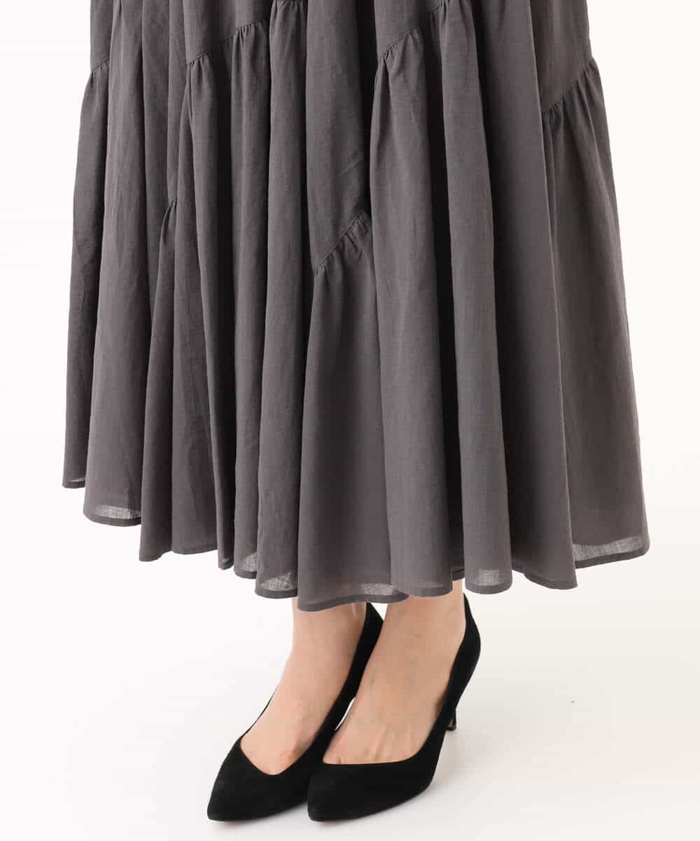 FKHGD47170 MK MICHEL KLEIN(MK ミッシェルクラン) コットンシフォンギャザースカート/洗える ダークグレー