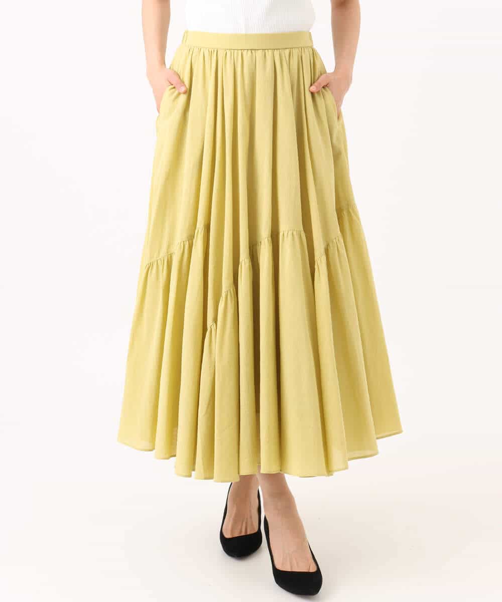 FKHGD47170 MK MICHEL KLEIN(MK ミッシェルクラン) コットンシフォンギャザースカート/洗える ダークグレー