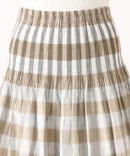 FKHGD52140 MK MICHEL KLEIN(MK ミッシェルクラン) [洗える]シアーチェックストライプ柄リバーシブルスカート ベージュ×ライトグレー