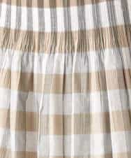 FKHGD52140 MK MICHEL KLEIN(MK ミッシェルクラン) [洗える]シアーチェックストライプ柄リバーシブルスカート ベージュ×ライトグレー