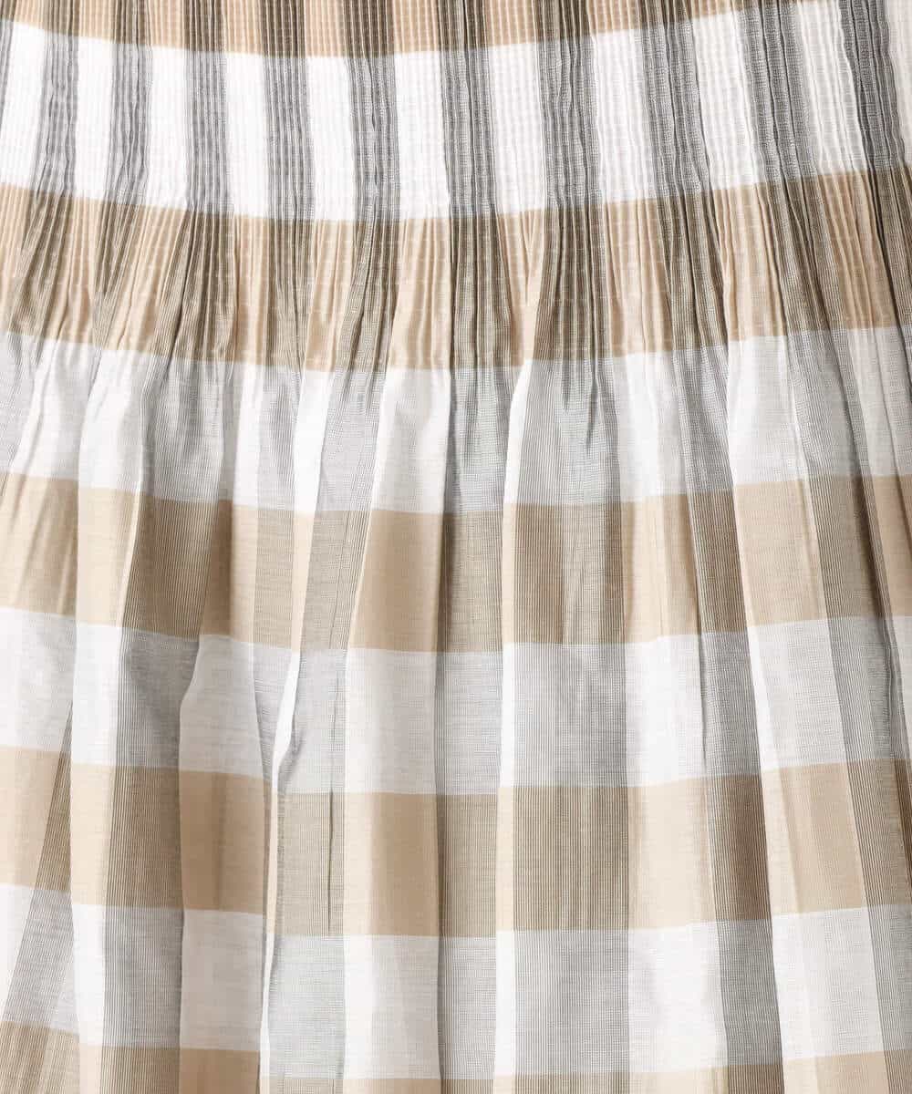 FKHGD52140 MK MICHEL KLEIN(MK ミッシェルクラン) [洗える]シアーチェックストライプ柄リバーシブルスカート ベージュ×ライトグレー