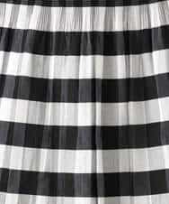 FKHGD52140 MK MICHEL KLEIN(MK ミッシェルクラン) [洗える]シアーチェックストライプ柄リバーシブルスカート ベージュ×ライトグレー