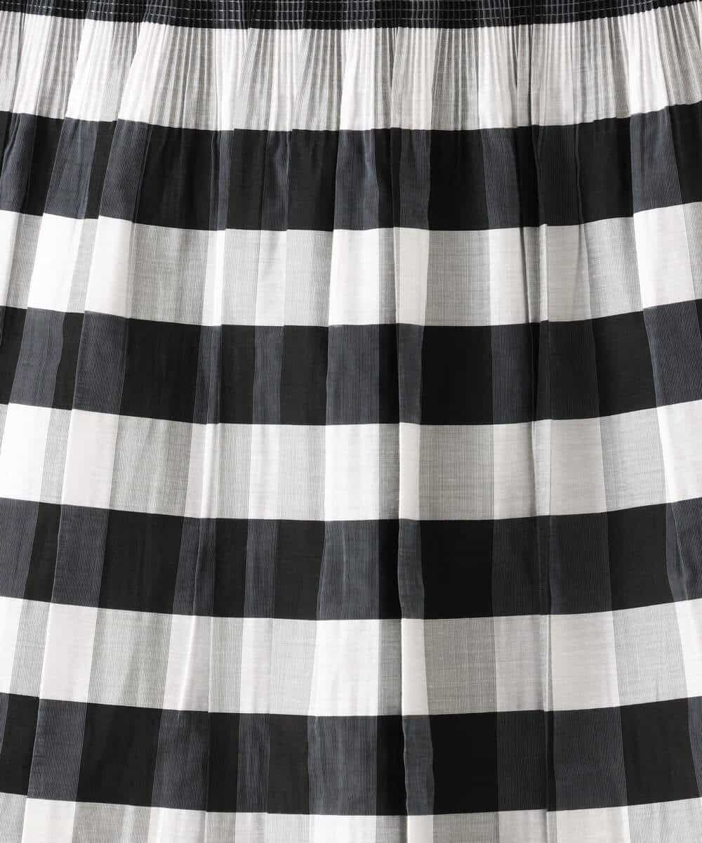 FKHGD52140 MK MICHEL KLEIN(MK ミッシェルクラン) [洗える]シアーチェックストライプ柄リバーシブルスカート ベージュ×ライトグレー