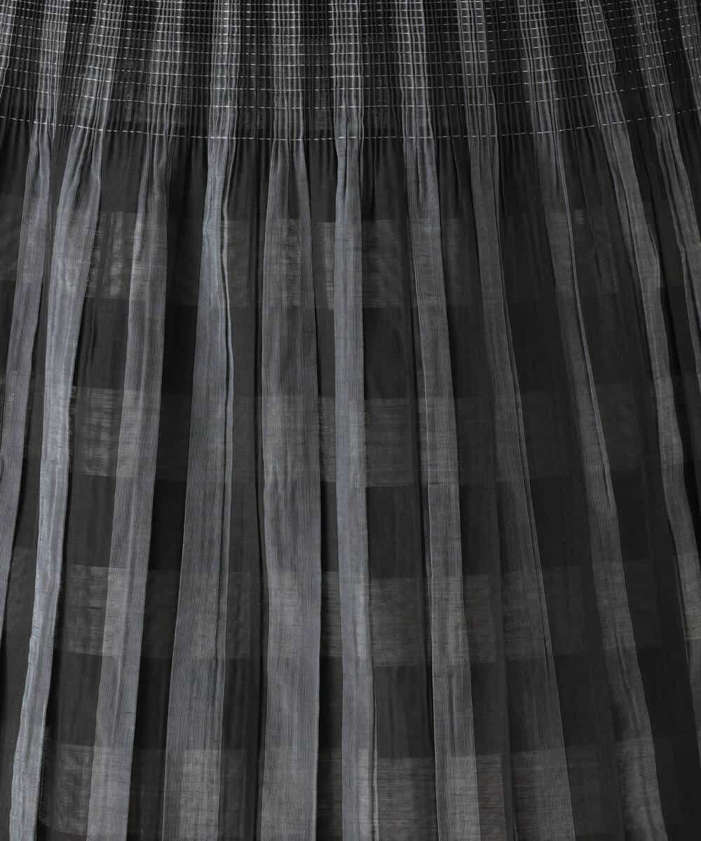 FKHGD52140 MK MICHEL KLEIN(MK ミッシェルクラン) [洗える]シアーチェックストライプ柄リバーシブルスカート ベージュ×ライトグレー