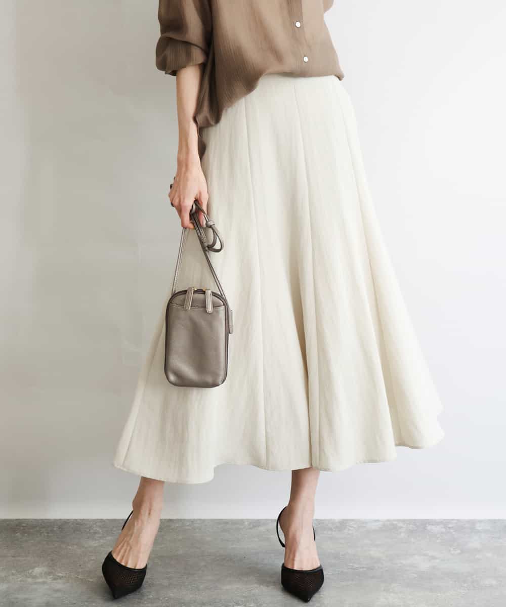 FKHGD55170 MK MICHEL KLEIN(MK ミッシェルクラン) [UVカット/洗える]リネン混フレアースカート ベージュ