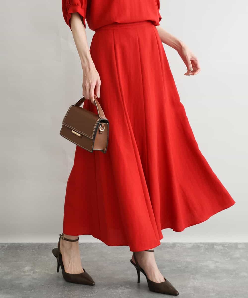 FKHGD55170 MK MICHEL KLEIN(MK ミッシェルクラン) [UVカット/洗える]リネン混フレアースカート ベージュ