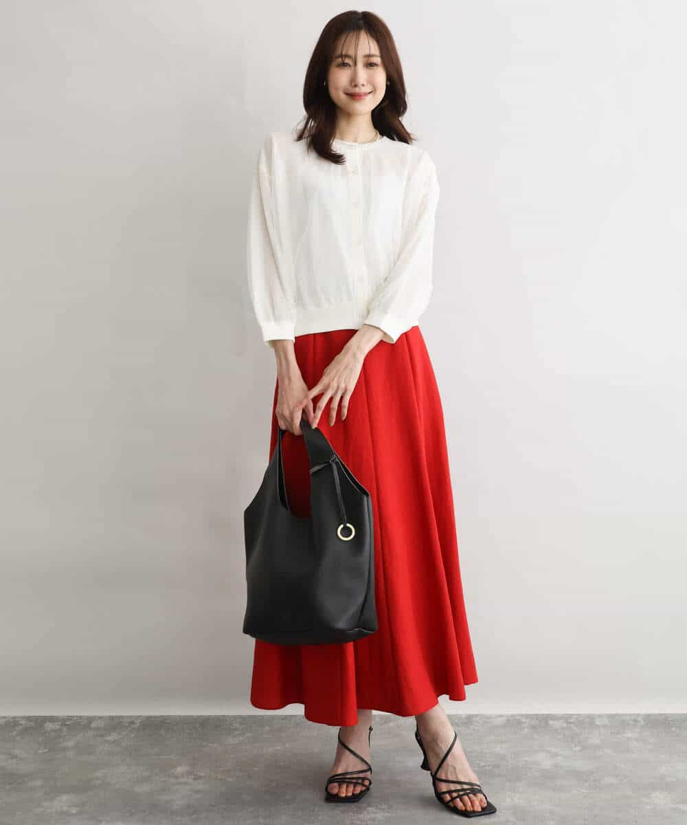 FKHGD55170 MK MICHEL KLEIN(MK ミッシェルクラン) [UVカット/洗える]リネン混フレアースカート ベージュ