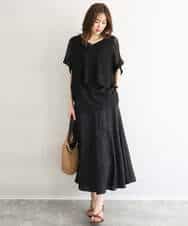 FKHGD55170 MK MICHEL KLEIN(MK ミッシェルクラン) [UVカット/洗える]リネン混フレアースカート ベージュ