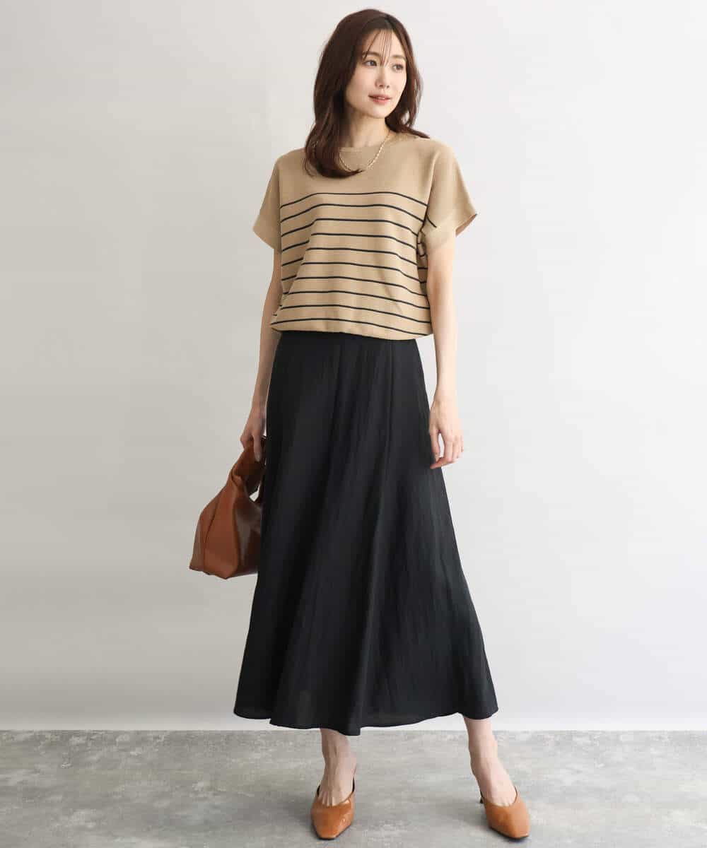 FKHGD55170 MK MICHEL KLEIN(MK ミッシェルクラン) [UVカット/洗える]リネン混フレアースカート ベージュ