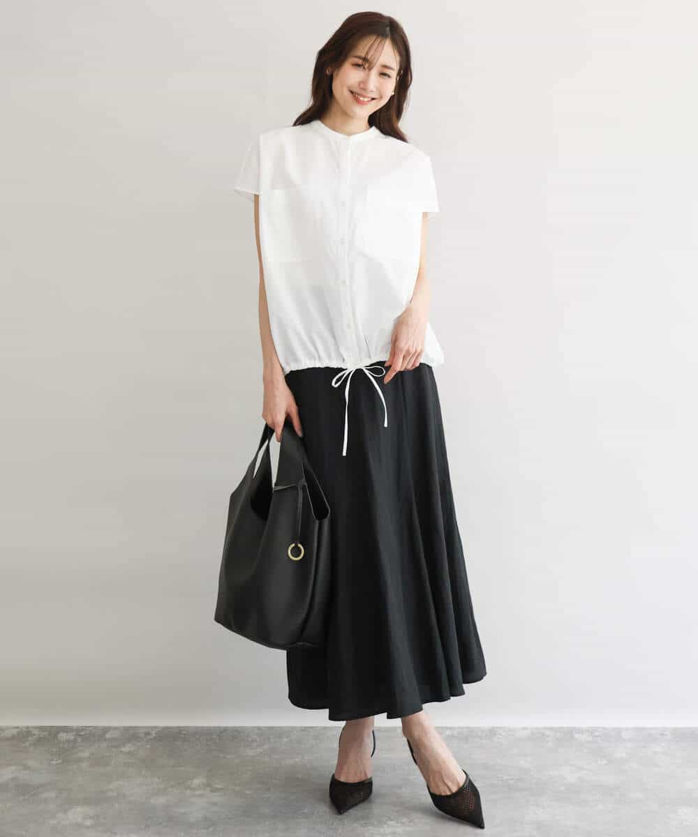 FKHGD55170 MK MICHEL KLEIN(MK ミッシェルクラン) [UVカット/洗える]リネン混フレアースカート ベージュ