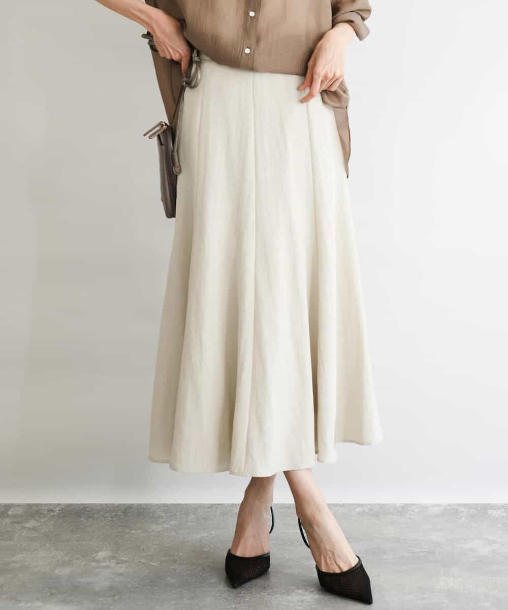 FKHGD55170 MK MICHEL KLEIN(MK ミッシェルクラン) [UVカット/洗える]リネン混フレアースカート ベージュ