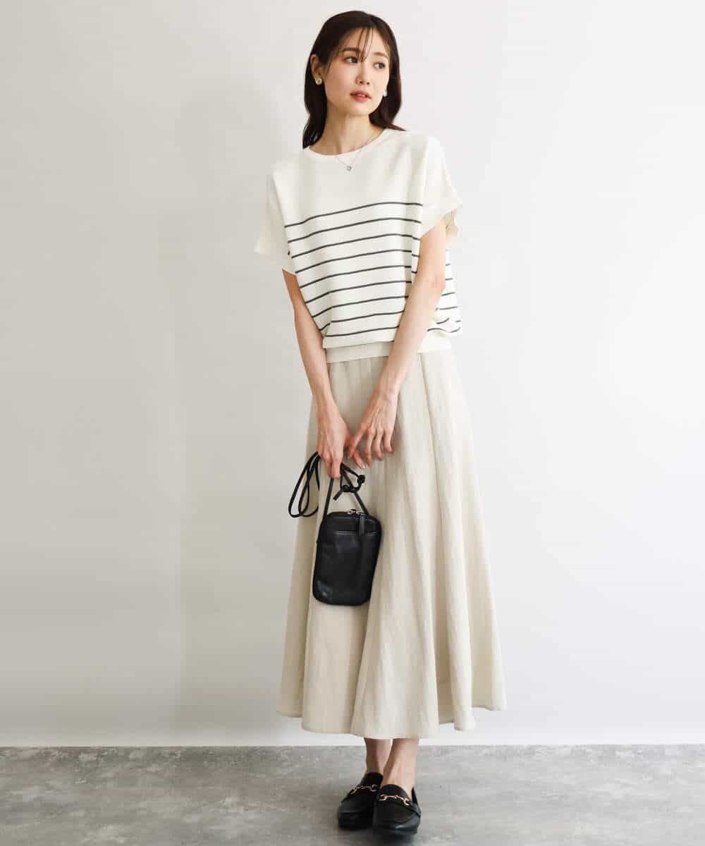 FKHGD55170 MK MICHEL KLEIN(MK ミッシェルクラン) [UVカット/洗える]リネン混フレアースカート ベージュ