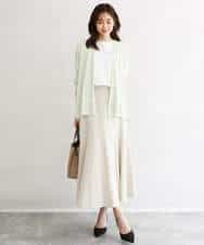 FKHGD55170 MK MICHEL KLEIN(MK ミッシェルクラン) [UVカット/洗える]リネン混フレアースカート ベージュ