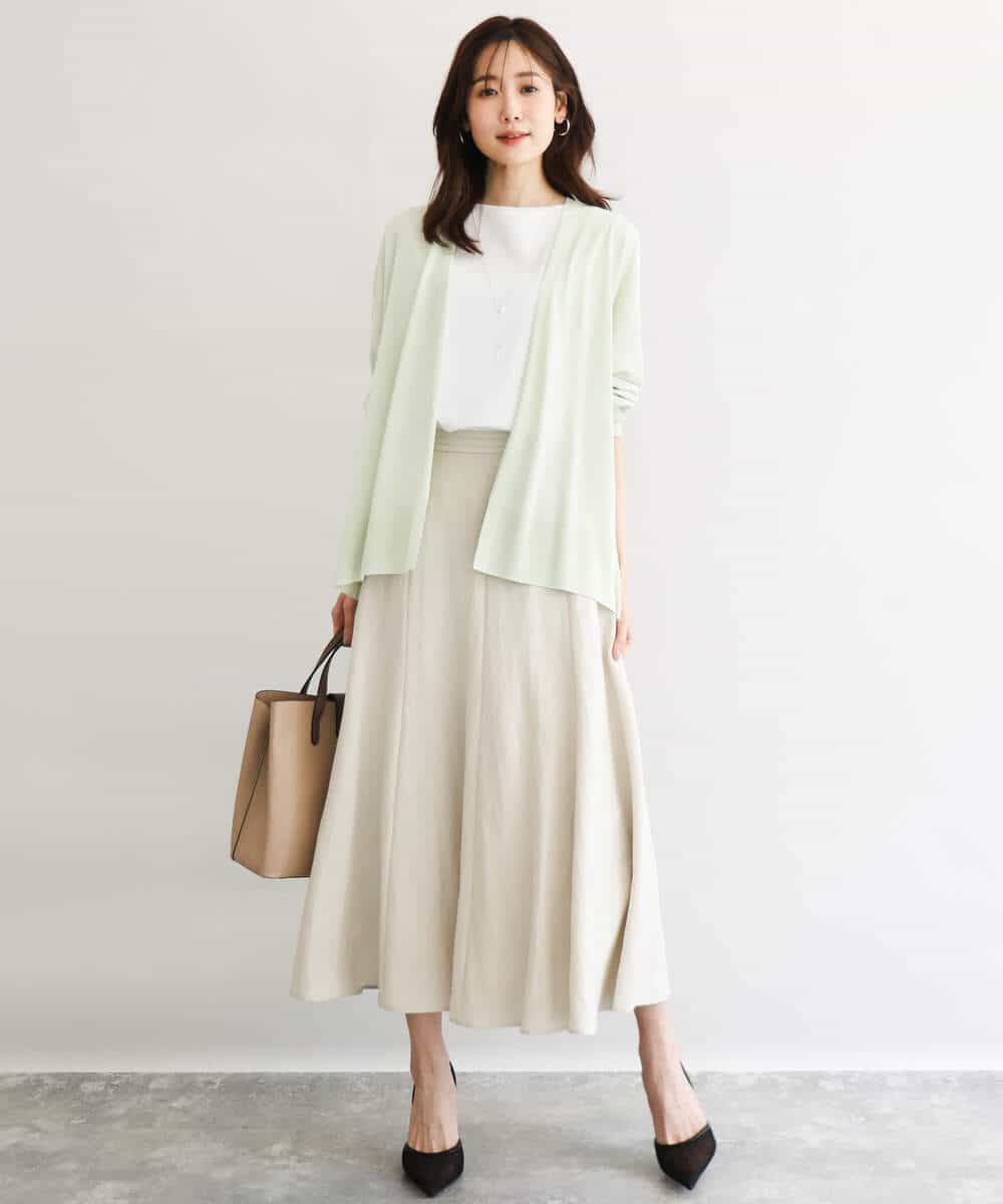 FKHGD55170 MK MICHEL KLEIN(MK ミッシェルクラン) [UVカット/洗える]リネン混フレアースカート ベージュ