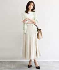 FKHGD55170 MK MICHEL KLEIN(MK ミッシェルクラン) [UVカット/洗える]リネン混フレアースカート ベージュ