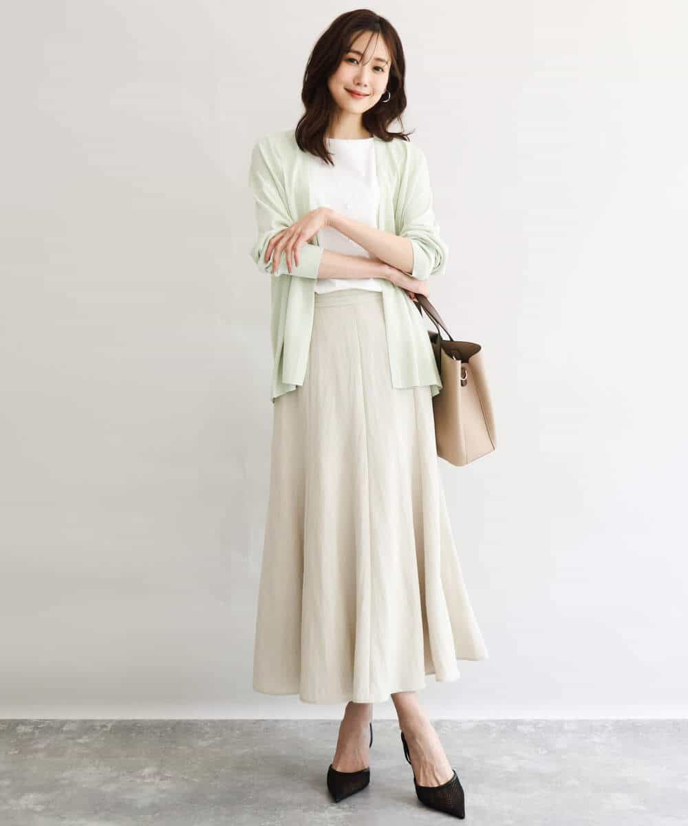 FKHGD55170 MK MICHEL KLEIN(MK ミッシェルクラン) [UVカット/洗える]リネン混フレアースカート ベージュ