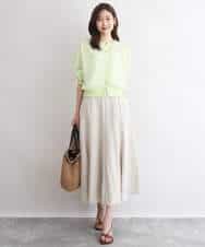 FKHGD55170 MK MICHEL KLEIN(MK ミッシェルクラン) [UVカット/洗える]リネン混フレアースカート ベージュ