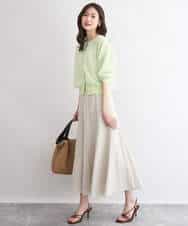 FKHGD55170 MK MICHEL KLEIN(MK ミッシェルクラン) [UVカット/洗える]リネン混フレアースカート ベージュ