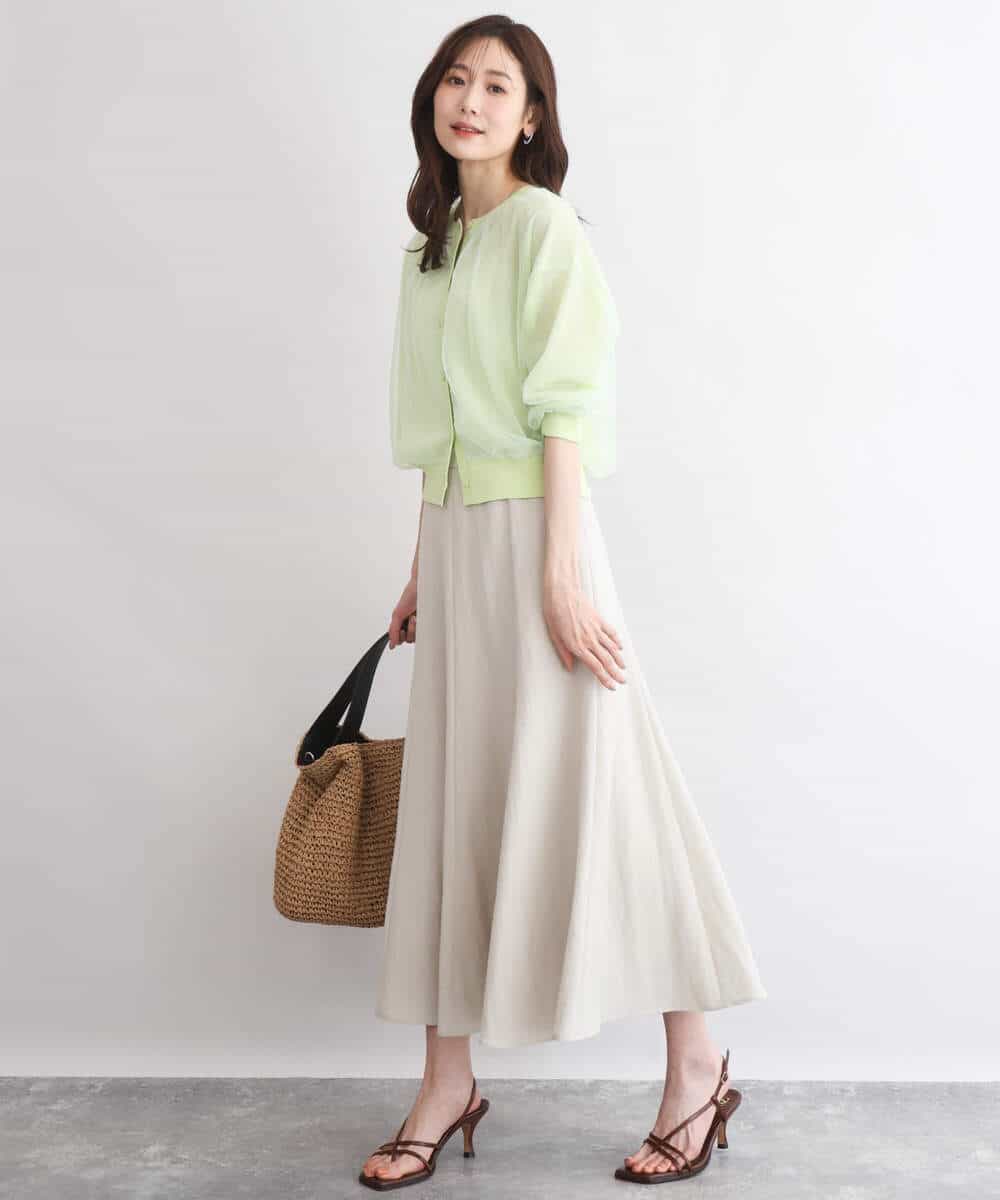 FKHGD55170 MK MICHEL KLEIN(MK ミッシェルクラン) [UVカット/洗える]リネン混フレアースカート ベージュ