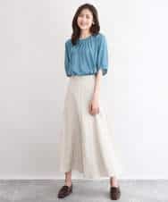 FKHGD55170 MK MICHEL KLEIN(MK ミッシェルクラン) [UVカット/洗える]リネン混フレアースカート ベージュ