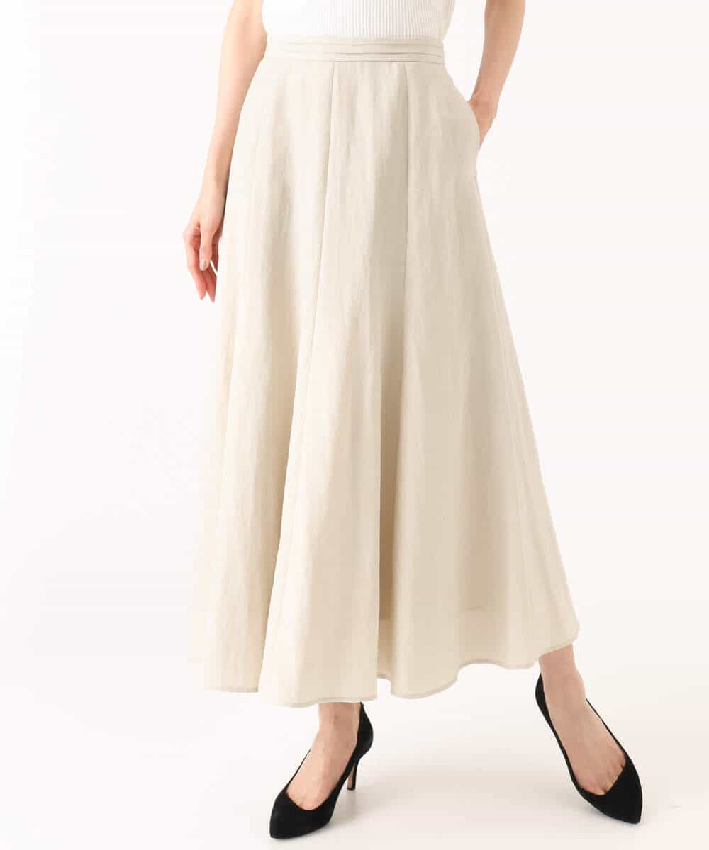 FKHGD55170 MK MICHEL KLEIN(MK ミッシェルクラン) [UVカット/洗える]リネン混フレアースカート ベージュ