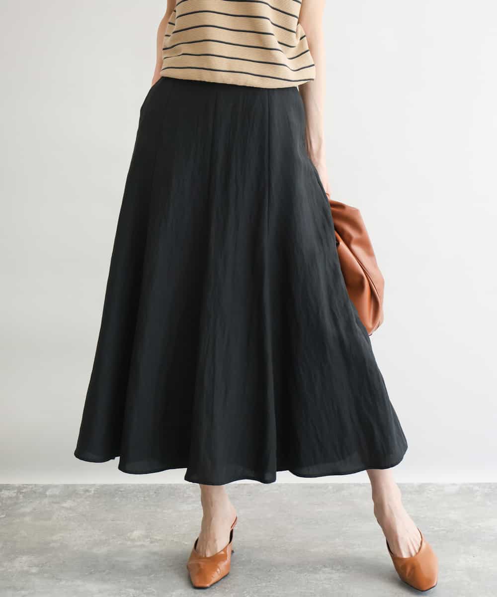 FKHGD55170 MK MICHEL KLEIN(MK ミッシェルクラン) [UVカット/洗える]リネン混フレアースカート ブラック