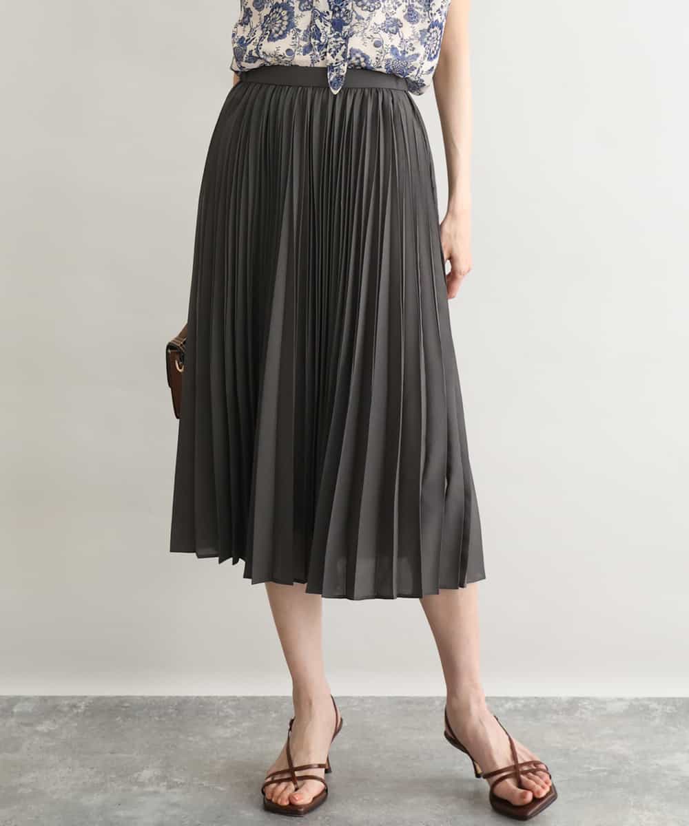 FKHGD58170 MK MICHEL KLEIN(MK ミッシェルクラン) [瞬美シリーズ/洗える]プリーツデザインスカート ダークグレー