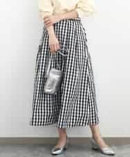 FKHGE27160 MK MICHEL KLEIN(MK ミッシェルクラン) タックフレアスカート（ギンガムチェック）/洗える ブラック