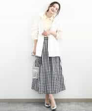 FKHGE27160 MK MICHEL KLEIN(MK ミッシェルクラン) タックフレアスカート（ギンガムチェック）/洗える ブラック