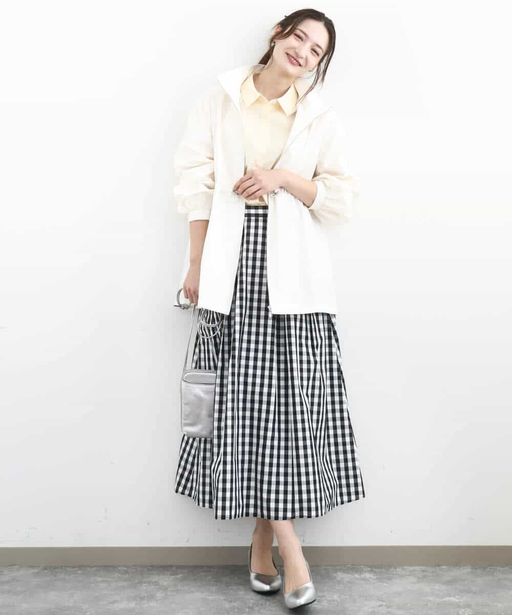 FKHGE27160 MK MICHEL KLEIN(MK ミッシェルクラン) タックフレアスカート（ギンガムチェック）/洗える ブラック