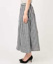 FKHGE27160 MK MICHEL KLEIN(MK ミッシェルクラン) タックフレアスカート（ギンガムチェック）/洗える ブラック