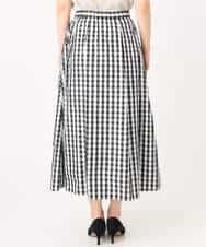 FKHGE27160 MK MICHEL KLEIN(MK ミッシェルクラン) タックフレアスカート（ギンガムチェック）/洗える ブラック