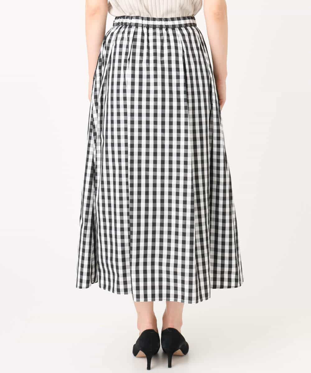 FKHGE27160 MK MICHEL KLEIN(MK ミッシェルクラン) タックフレアスカート（ギンガムチェック）/洗える ブラック