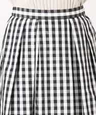 FKHGE27160 MK MICHEL KLEIN(MK ミッシェルクラン) タックフレアスカート（ギンガムチェック）/洗える ブラック