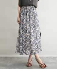 FKHGF05140 MK MICHEL KLEIN(MK ミッシェルクラン) [洗える]更紗プリント花柄シフォンスカート ベージュ