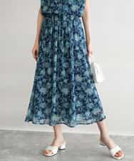 FKHGF05140 MK MICHEL KLEIN(MK ミッシェルクラン) [洗える]更紗プリント花柄シフォンスカート ベージュ