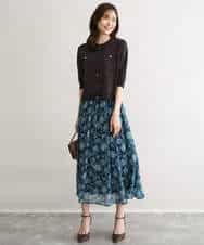 FKHGF05140 MK MICHEL KLEIN(MK ミッシェルクラン) [洗える]更紗プリント花柄シフォンスカート ベージュ