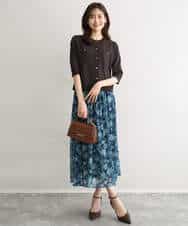 FKHGF05140 MK MICHEL KLEIN(MK ミッシェルクラン) [洗える]更紗プリント花柄シフォンスカート ベージュ