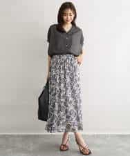 FKHGF05140 MK MICHEL KLEIN(MK ミッシェルクラン) [洗える]更紗プリント花柄シフォンスカート ベージュ