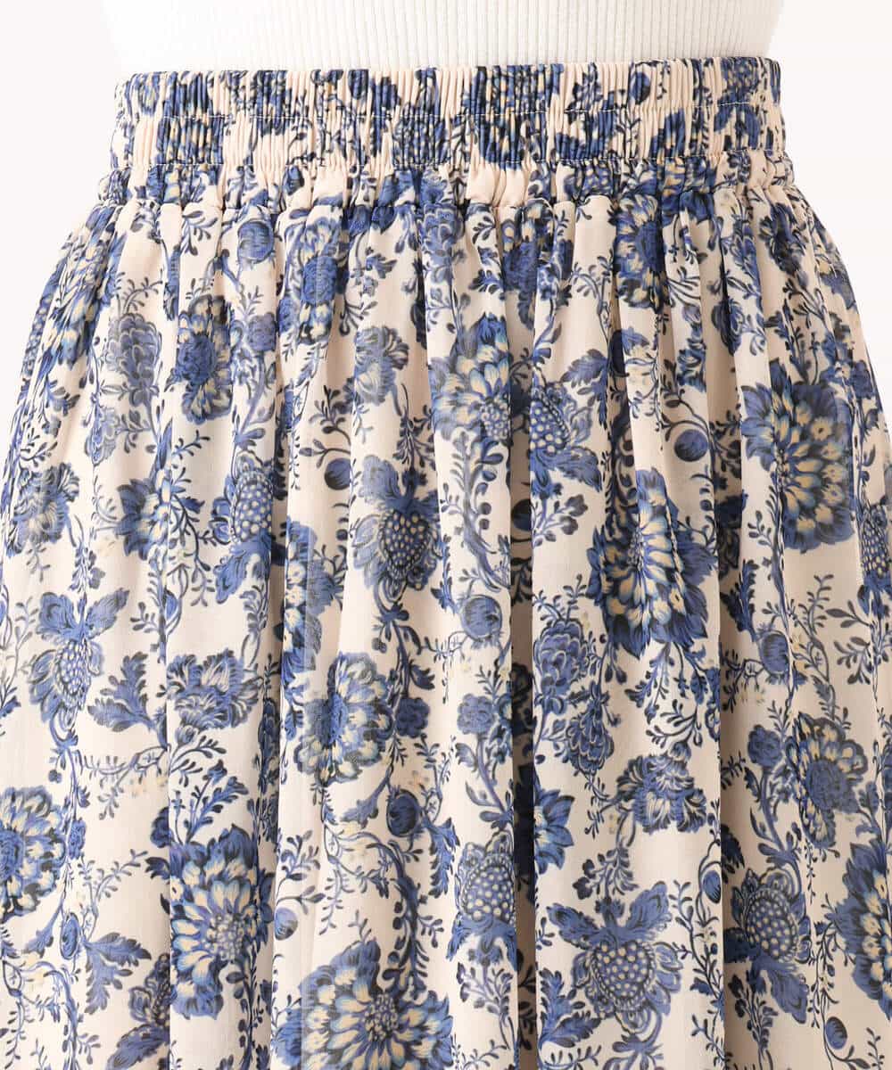 FKHGF05140 MK MICHEL KLEIN(MK ミッシェルクラン) [洗える]更紗プリント花柄シフォンスカート ベージュ