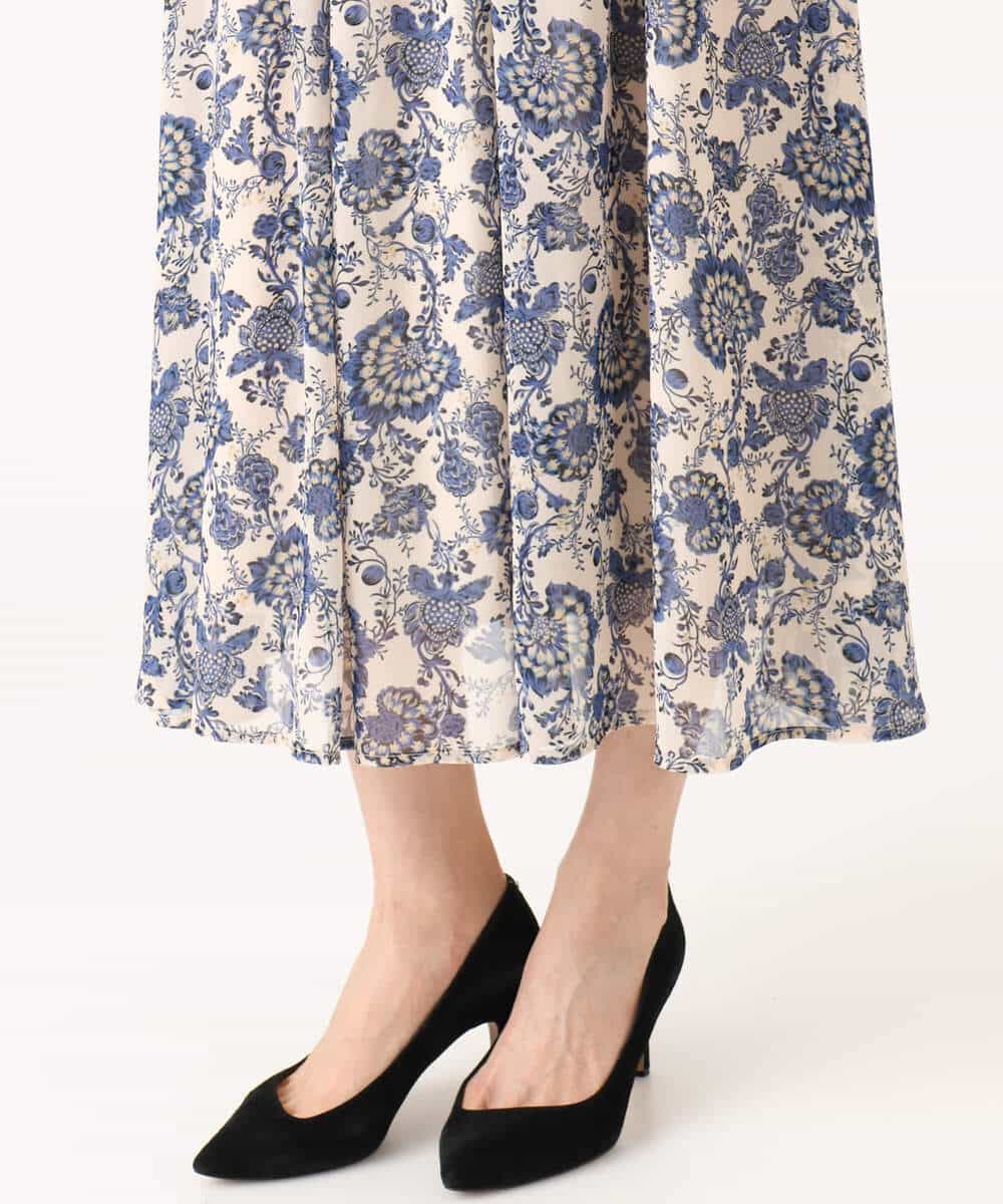 FKHGF05140 MK MICHEL KLEIN(MK ミッシェルクラン) [洗える]更紗プリント花柄シフォンスカート ベージュ