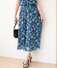 FKHGF05140 MK MICHEL KLEIN(MK ミッシェルクラン) [洗える]更紗プリント花柄シフォンスカート ベージュ