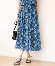 FKHGF05140 MK MICHEL KLEIN(MK ミッシェルクラン) [洗える]更紗プリント花柄シフォンスカート ベージュ