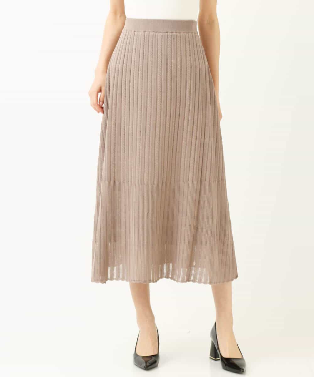 FKHGP05130 MK MICHEL KLEIN(MK ミッシェルクラン) レース柄ニットフレアスカート/洗える ベージュ