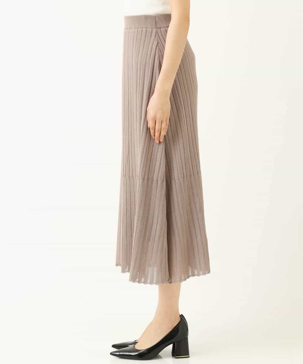 FKHGP05130 MK MICHEL KLEIN(MK ミッシェルクラン) レース柄ニットフレアスカート/洗える ベージュ