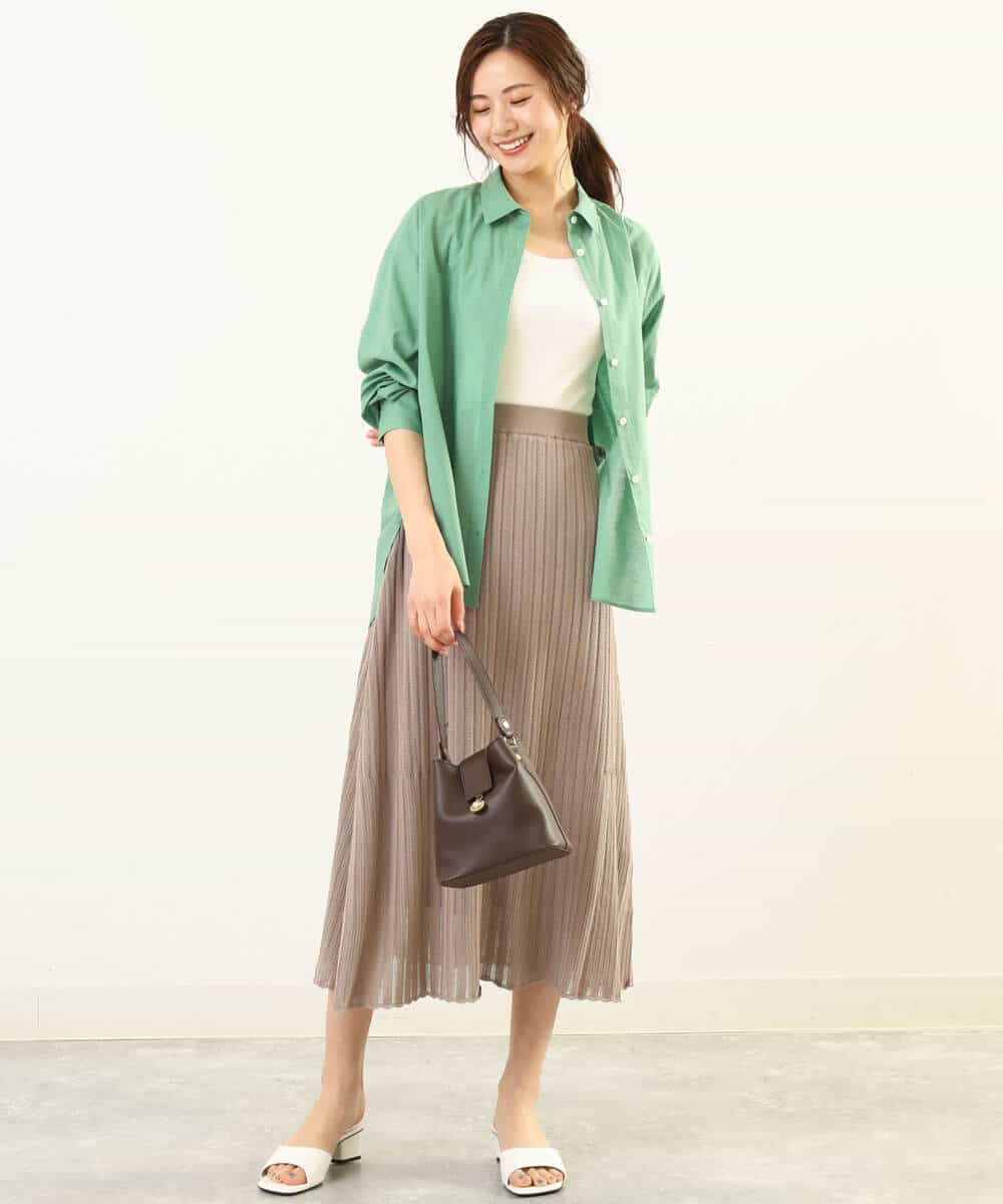 FKHGP05130 MK MICHEL KLEIN(MK ミッシェルクラン) レース柄ニットフレアスカート/洗える ベージュ