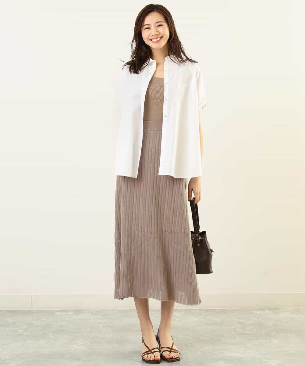 FKHGP05130 MK MICHEL KLEIN(MK ミッシェルクラン) レース柄ニットフレアスカート/洗える ベージュ